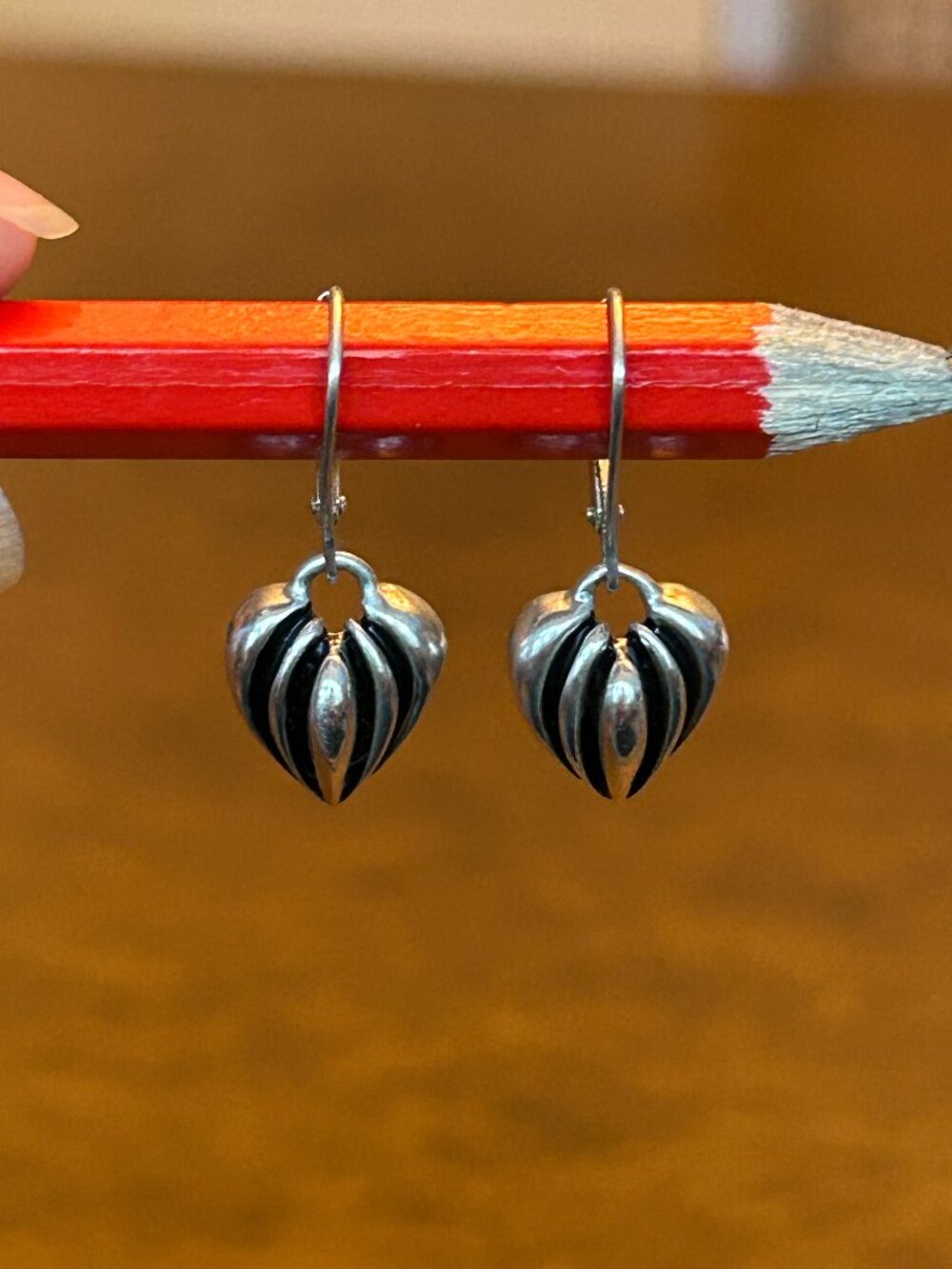 Vintage Sterling Silver Curved Heart Earrings